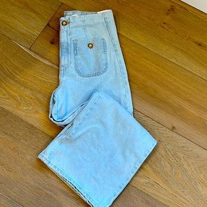 NWT Zara gold button wide leg cropped jeans